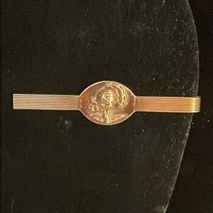 Vintage-pre 1968-Marine Corp yellow brass Eagle Globe & Anchor tie bar/clip